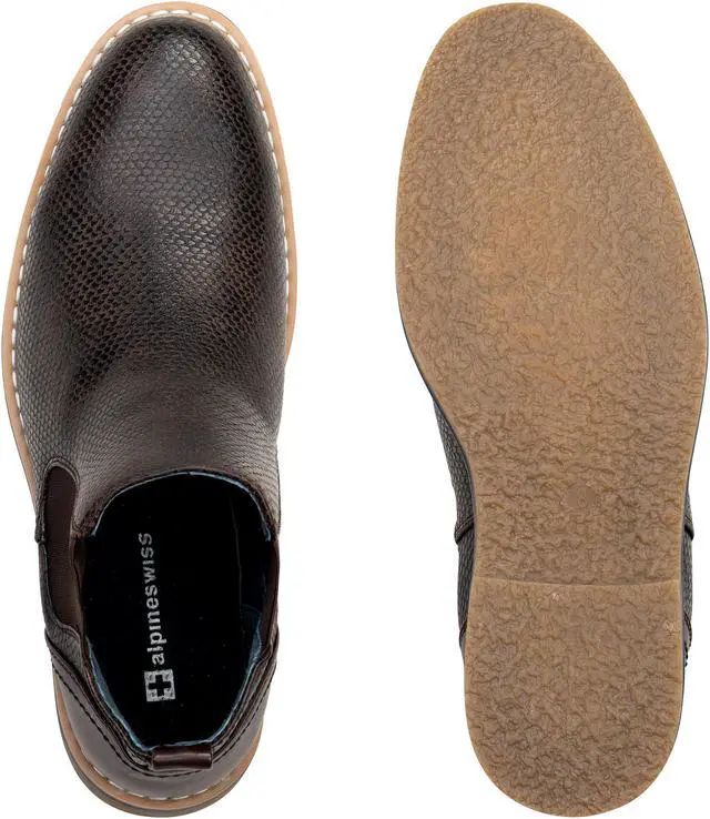 Alt view image 3 of 7 - Alpine Swiss Mens Nash Chelsea Boots Snakeskin Ankle Boot Genuine Leather Lined