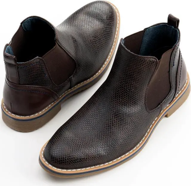 Alt view image 4 of 7 - Alpine Swiss Mens Nash Chelsea Boots Snakeskin Ankle Boot Genuine Leather Lined