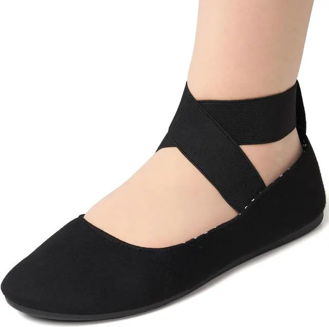 Alt view image 2 of 7 - Alpine Swiss Peony Ballet Flats Shoes For Women Elastic Ankle Strap Flats Round Closed-Toe Slip On Loafers Padded for Comfort Runs Small