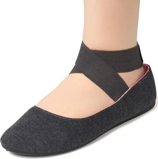 Alt view image 2 of 7 - Alpine Swiss Peony Ballet Flats Shoes For Women Elastic Ankle Strap Flats Round Closed-Toe Slip On Loafers Padded for Comfort Runs Small
