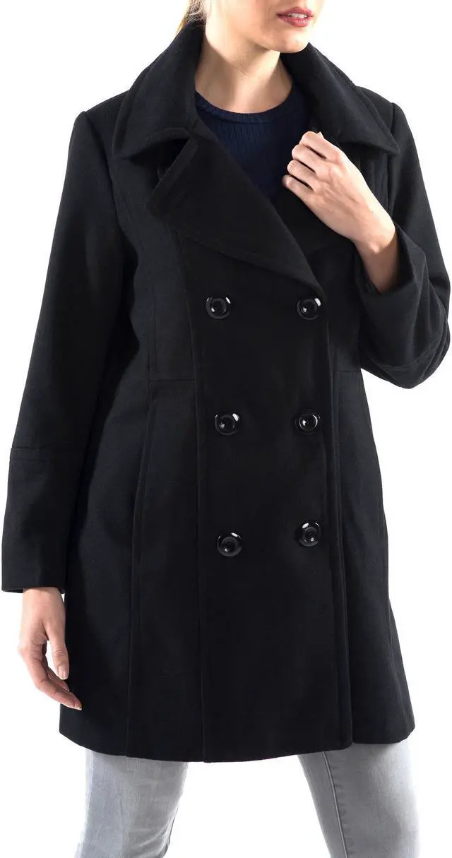 Alt view image 6 of 7 - Alpine Swiss Norah Womens Peacoat Runs Big Double-Breasted Jacket Flattering Fit