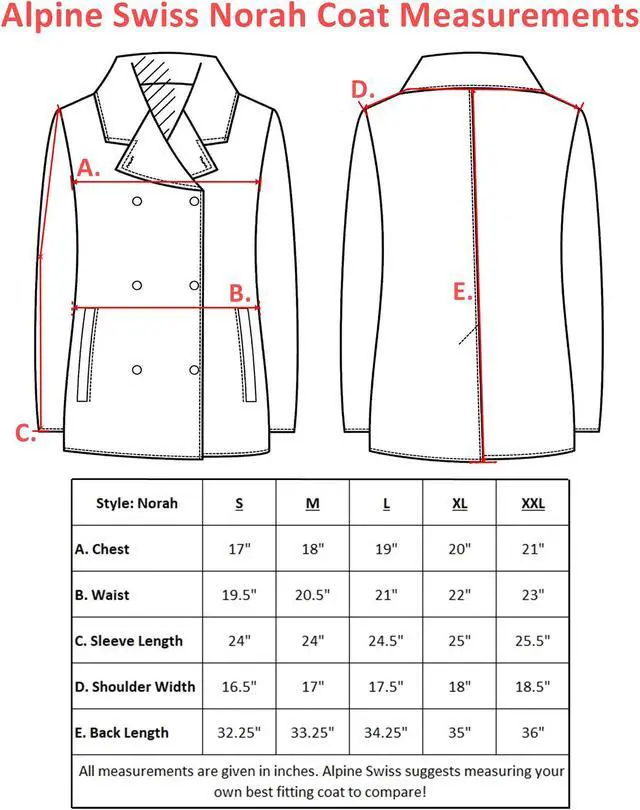 Alt view image 5 of 7 - Alpine Swiss Norah Womens Peacoat Runs Big Double-Breasted Jacket Flattering Fit