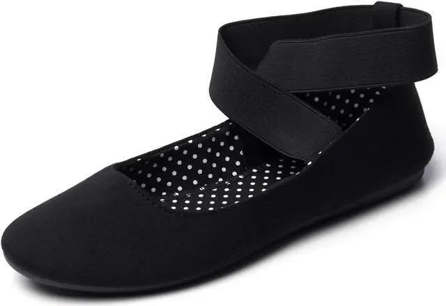 Main image of Alpine Swiss Peony Ballet Flats Shoes For Women Elastic Ankle Strap Flats Round Closed-Toe Slip On Loafers Padded for Comfort Runs Small