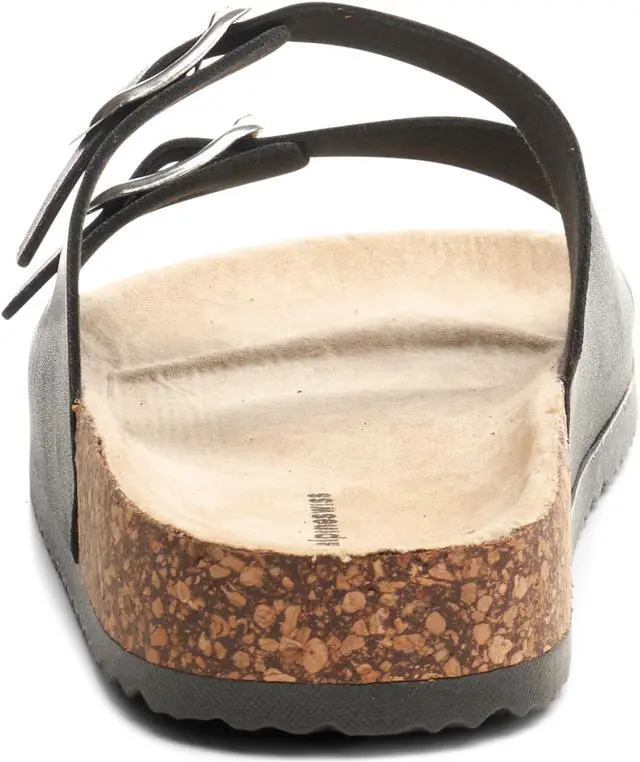 Alt view image 7 of 7 - Alpine Swiss Womens Double Strap Contour Sandals Slip on Buckle Slides Vegan Leather Footbed Sandal Ergonomic Cork-Inspired Sole Summer Footwear