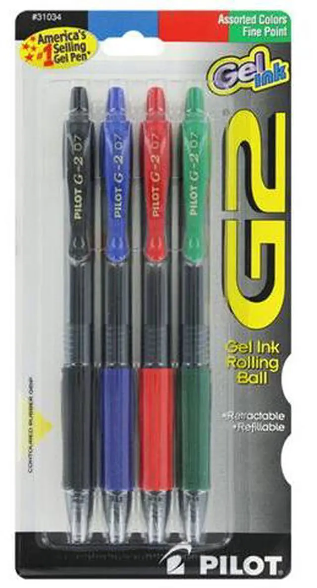 Main image of Pilot Gel Pen Retractable/Refillable Fine Point 4/PK Assorted 31034