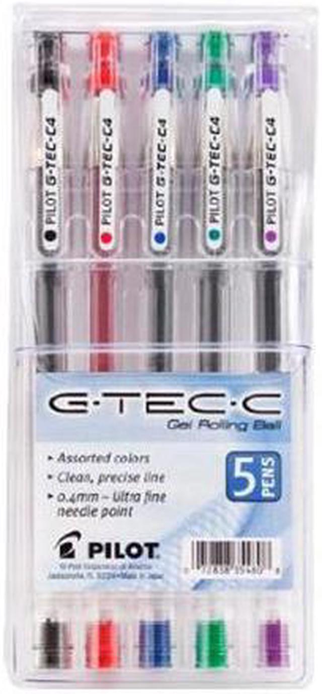Main image of Pilot G-Tec-C4 Gel Rolling Ball Pen, Ultra Fine Point 0.4 mm, Assorted, 5/Pack