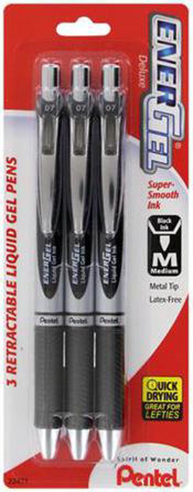 Pentel EnerGel Deluxe RTX Gel Ink Pens, Medium Point 0.7mm, Black Ink,  3/Pack (BL77BP3A) 
