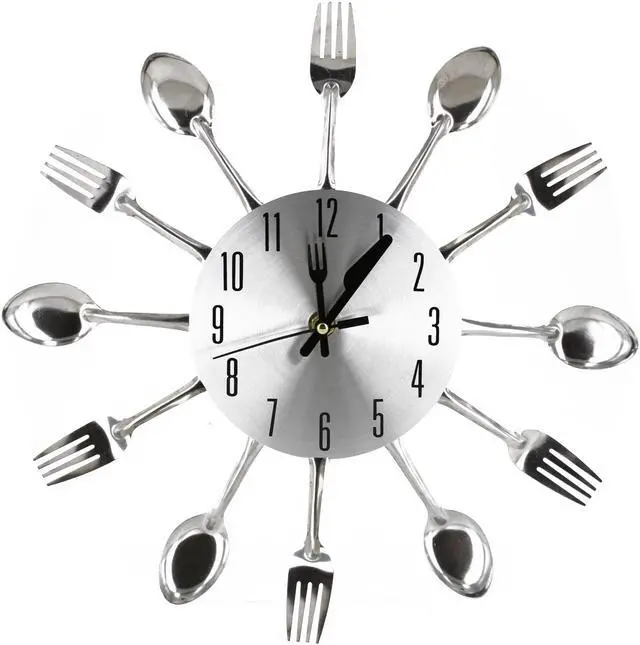 Main image of Kitchen Decor Spoon Fork Clock, Silver, 1 Each