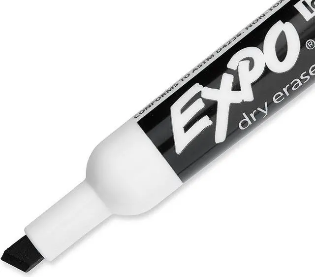 Alt view image 4 of 9 - Expo Low Odor Dry Erase Markers, Chisel Tip, Black Ink, 4-Count (80661)
