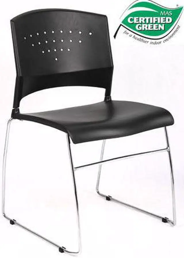 Main image of Boss Black Stack Chair With Chrome Frame 4 Pcs Pack