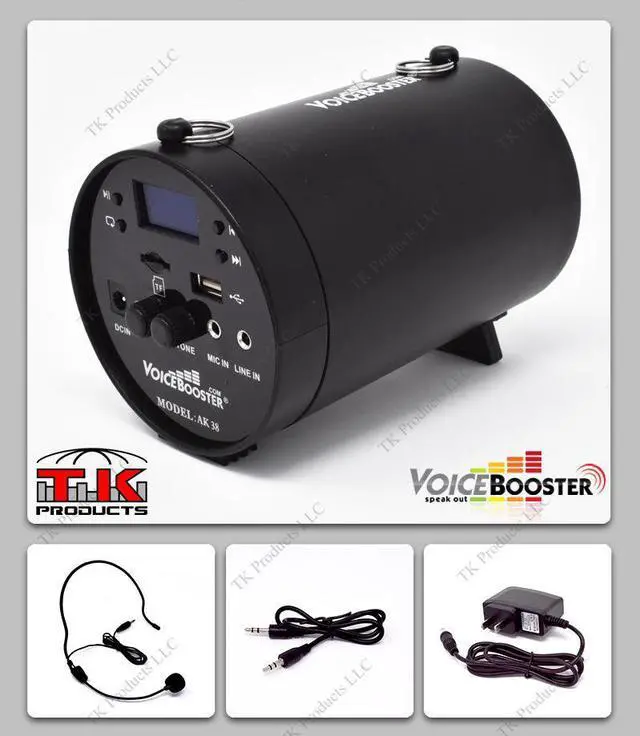 Alt view image 4 of 7 - VoiceBooster Voice Amplifier & Mp3 Player & FM Radio 25watts Black MR-AK38 (Aker), Portable, for Teachers, Coaches, Tour Guides, Presentations, Costumes, Etc.