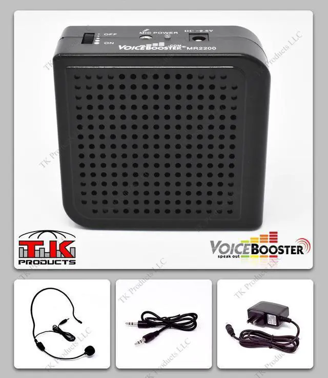 Main image of VoiceBooster Voice Amplifier & Mp3 Player 16watts Black MR2200 (Aker), Portable, for Teachers, Coaches, Tour Guides, Presentations, Costumes, Etc.