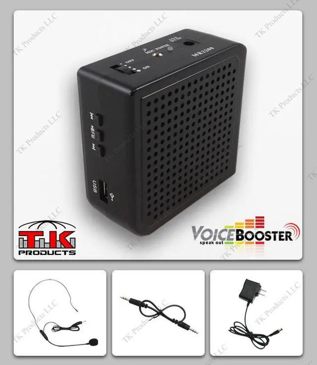 Alt view image 2 of 4 - VoiceBooster Voice Amplifier & Mp3 Player 16watts Black MR2200 (Aker), Portable, for Teachers, Coaches, Tour Guides, Presentations, Costumes, Etc.