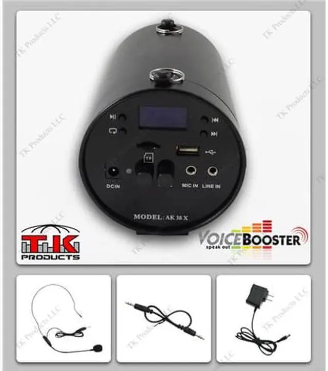 Alt view image 2 of 7 - VoiceBooster Voice Amplifier & Mp3 Player & FM Radio 25watts Black MR-AK38 (Aker), Portable, for Teachers, Coaches, Tour Guides, Presentations, Costumes, Etc.