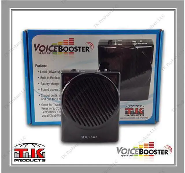 Main image of VoiceBooster Voice Amplifier 10watts Black MR1506 (Aker), Portable, for Teachers, Coaches, Tour Guides, Presentations, Costumes, Etc.