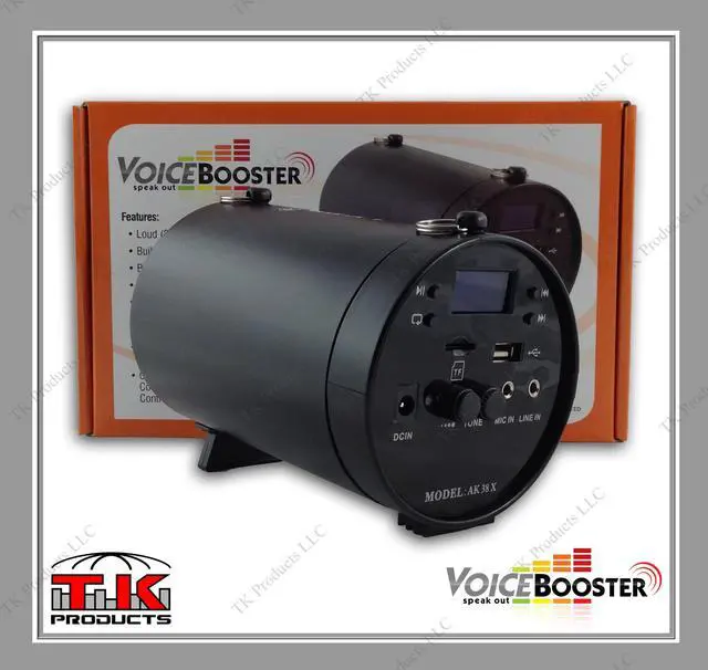Main image of VoiceBooster Voice Amplifier & Mp3 Player & FM Radio 25watts Black MR-AK38 (Aker), Portable, for Teachers, Coaches, Tour Guides, Presentations, Costumes, Etc.