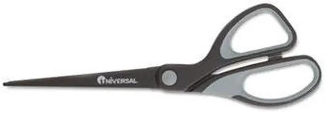 Main image of Industrial Scissors, 8" Length, Bent, Black Carbon Coated Blades, Black/Blue