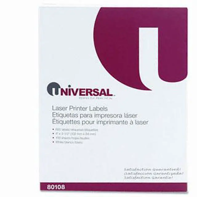 Main image of Laser Printer Permanent Labels, 3-1/3 x 4, White, 600/Box - UNV80108