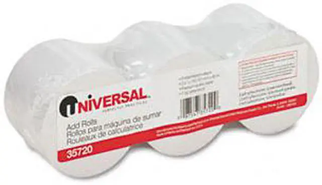 Main image of Adding Machine/Calculator Roll, 16 lb, 1/2" Core, 2-1/4" x 150 ft, White, 3/Pack - UNV35720