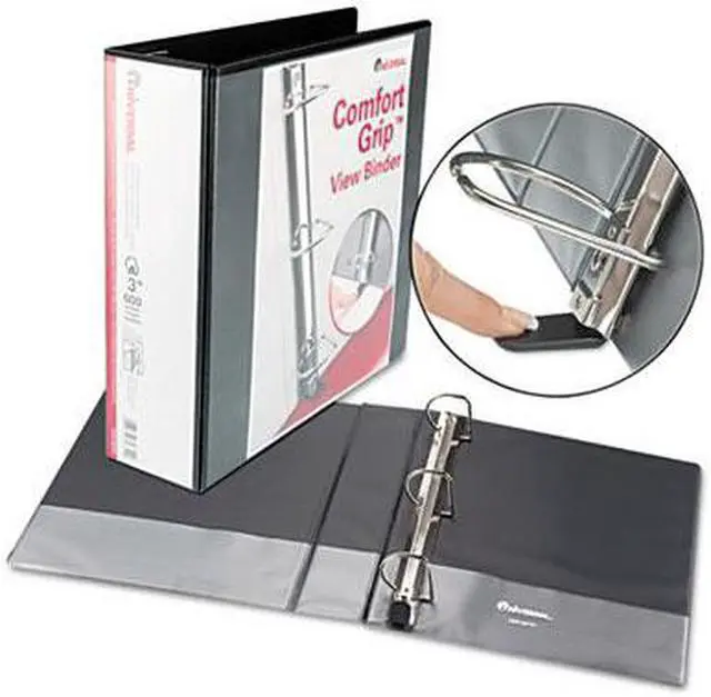 Alt view image 4 of 4 - Comfort Grip Deluxe Plus D-Ring View Binder, 3" Capacity, 8-1/2 X 11, Black