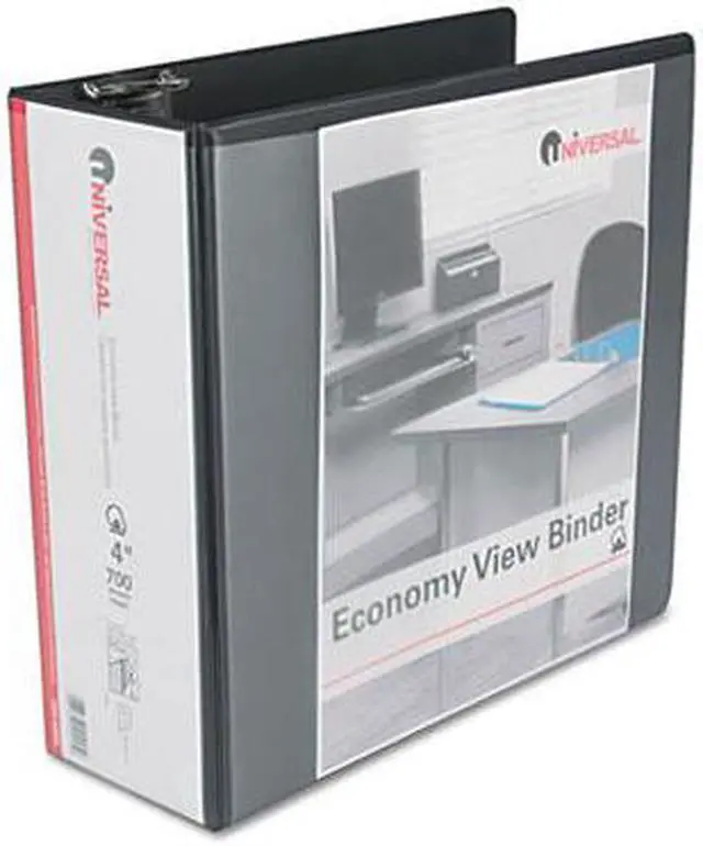 Main image of Economy D-Ring Vinyl View Binder, 4" Capacity, Black