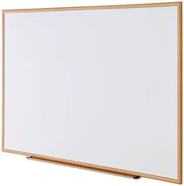 Alt view image 2 of 3 - Dry-Erase Board, Melamine, 72 X 48, White, Oak-Finished Frame