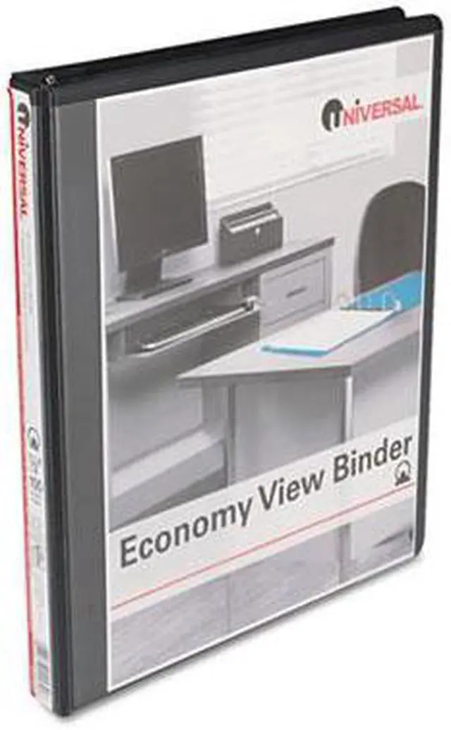 Main image of Universal Round Ring Economy Vinyl View 3-Ring Binder, .5 Capacity, Black, EA - UNV20951