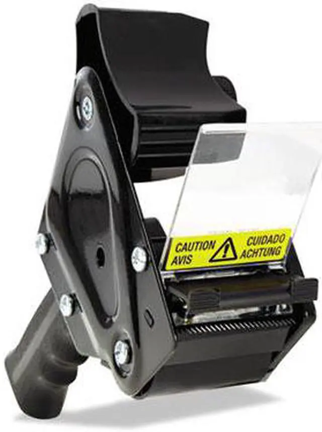 Main image of Handheld Box Sealing Tape Dispenser, 3" Core, Metal/Plastic, Black & Red