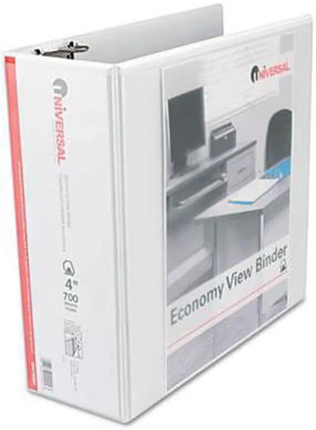 Main image of Universal Slant D-Ring Economy View Binder, 4" Capacity, White, UNV20994