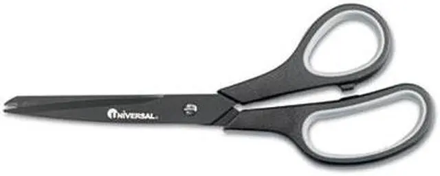 Main image of Industrial Scissors, 8" Length, Straight, Black Carbon Coated Blades, Black/Blue