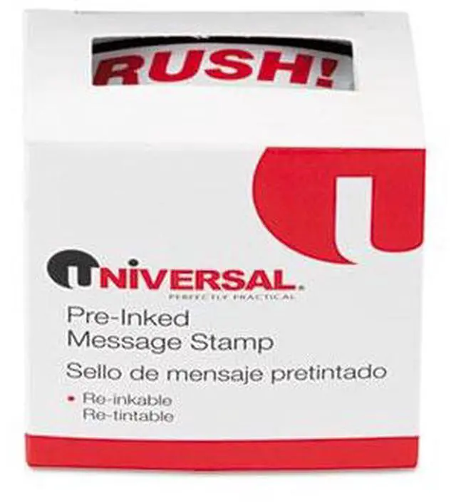 Alt view image 3 of 3 - Message Stamp, Rush, Pre-Inked/Re-Inkable, Red