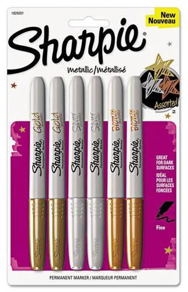 Alt view image 4 of 15 - Sharpie Metallic Permanent Markers Assorted 6/Pack 1829201