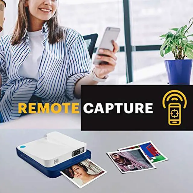 Alt view image 6 of 6 - kodak smile classic digital instant camera with bluetooth blue 16mp pictures, 35 prints per charge  includes starter pack 3.5 x 4.25 zink photo paper, sticker frames edition