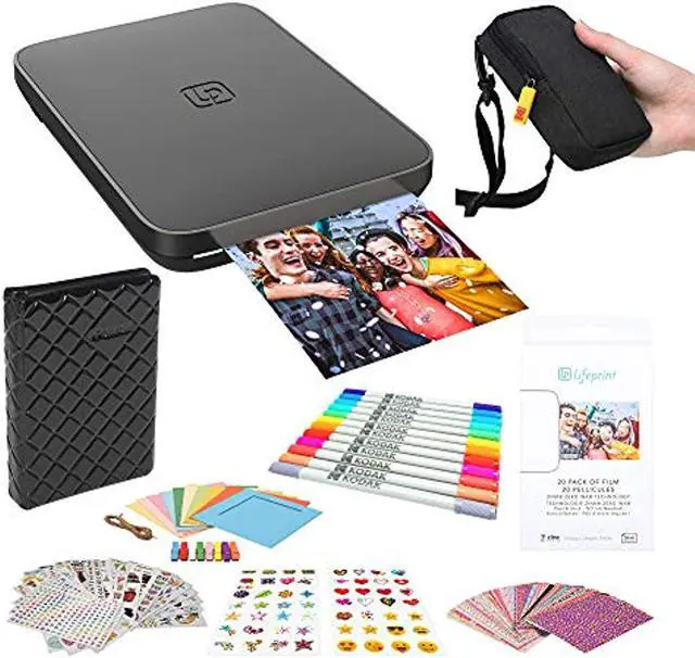 Main image of lifeprint 2x3 portable photo and video printer blue stickers bundle