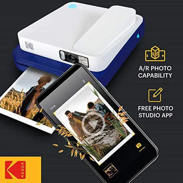Alt view image 3 of 6 - kodak smile classic digital instant camera with bluetooth blue 16mp pictures, 35 prints per charge  includes starter pack 3.5 x 4.25 zink photo paper, sticker frames edition