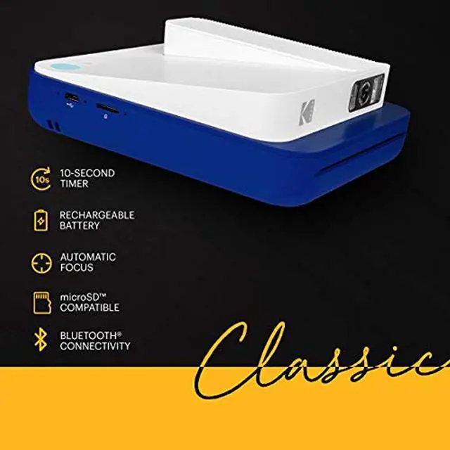 Alt view image 4 of 6 - kodak smile classic digital instant camera with bluetooth blue 16mp pictures, 35 prints per charge  includes starter pack 3.5 x 4.25 zink photo paper, sticker frames edition