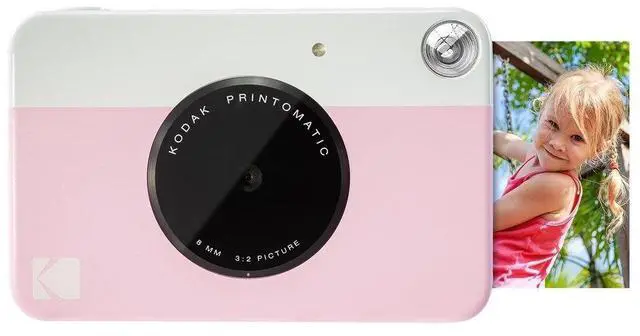 Alt view image 2 of 7 - Kodak Printomatic Instant Camera (Pink) All-In-Bundle + Zink Paper (20 Sheets) + Deluxe Case + Photo Album + 7 Unique Sticker Sets + Markers + Scissors + Border Stickers and So Much More