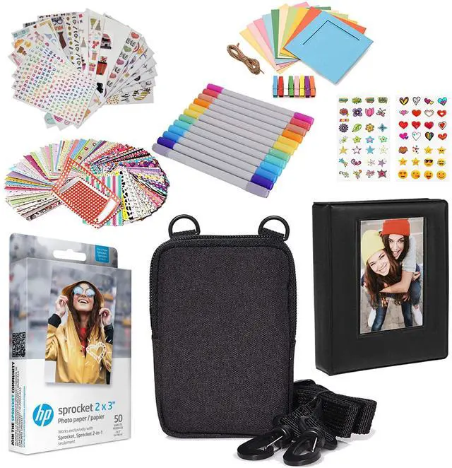 Main image of HP 2x3 Premium Zink Photo Paper (50 Pack) Accessory Kit with Photo Album, Case, Stickers, Markers