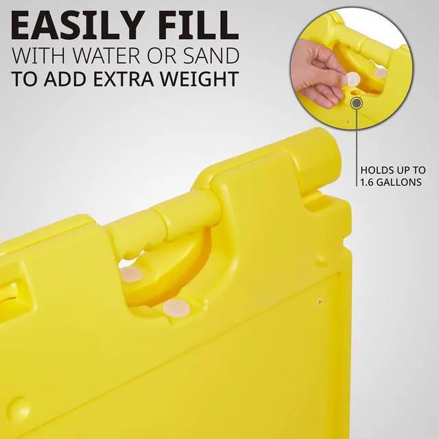 Alt view image 5 of 7 - Jumbl A-Frame Signboard 15.7 x 26 Display Surface  Small Outdoor Sandwich Board w/Weather Resistant PVC Sign Protector & Sand Fill Holes  Dual Signage Stand for Storefront Sidewalk Curb (Yellow)