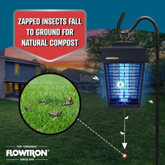 Alt view image 7 of 7 - Flowtron Bug Zapper, 1/2 Acre of Outdoor Coverage with Powerful 15W Bulb & 5600V Instant Killing Grid, Electric Insect, Fly & Mosquito Zapper With Wall Mounting Bracket & Mosquito Attractant Cartridge