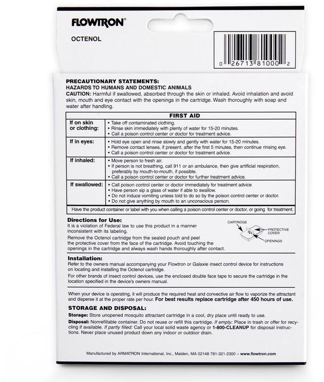 Alt view image 5 of 7 - Flowtron MA-1000 Octenol Mosquito Attractant Cartridge, Compatible with BK-15, BK-40, BK-80, MC-9000, FC-8800 - 2 Pack