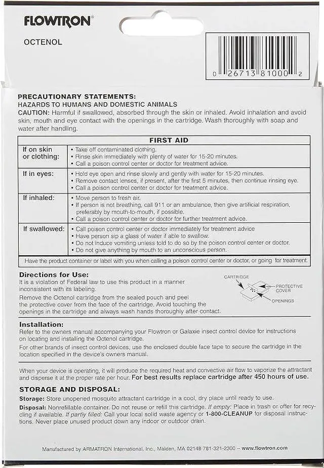 Alt view image 4 of 5 - Flowtron MA-1000 Octenol Mosquito Attractant Cartridge, Compatible with BK-15, BK-40, BK-80, MC-9000, FC-8800 - 3 Pack