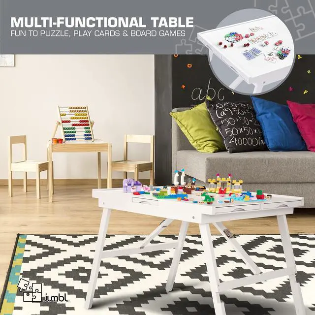 Alt view image 7 of 7 - Jumbl 1500-Piece Puzzle Table w/ Cover | 27 x 35 Jigsaw Puzzle Board w/Legs 6 Removable Storage & Sorting Drawers | Smooth Plateau Fiberboard Work Surface & Reinforced Hardwood | for Games & Puzzles