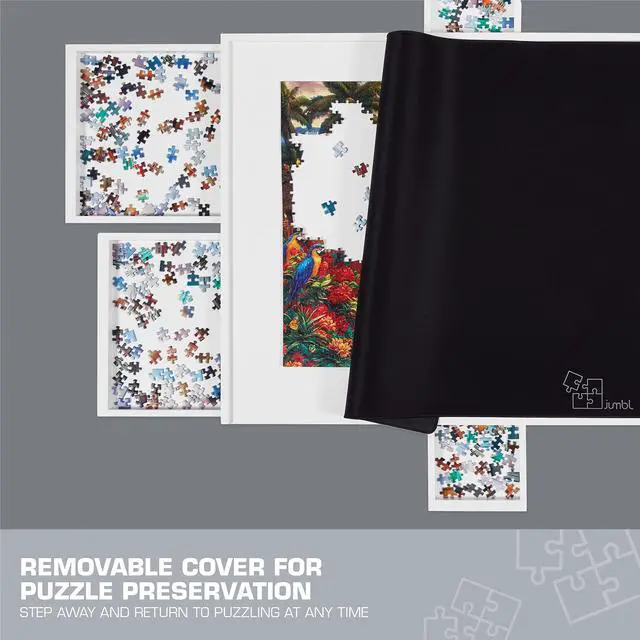 Alt view image 3 of 7 - Jumbl 1500-Piece Puzzle Table w/ Cover | 27 x 35 Jigsaw Puzzle Board w/Legs 6 Removable Storage & Sorting Drawers | Smooth Plateau Fiberboard Work Surface & Reinforced Hardwood | for Games & Puzzles