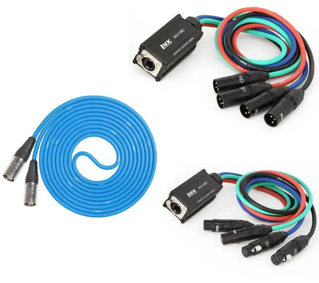 Main image of LyxPro 4-Channel XLR to Single Ethercon 25' Cat6 Cable Multi Network Snake for Stage & Recording Studio AES & DMX Channels