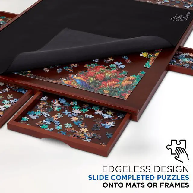 Alt view image 3 of 7 - Jumbl 1500-Piece Puzzle Board w/ Cover | 27 x 35 Jigsaw Puzzle Table w/ 6 Removable Storage & Sorting Drawers | Smooth Plateau Fiberboard Work Surface & Reinforced Hardwood | for Games & Puzzles