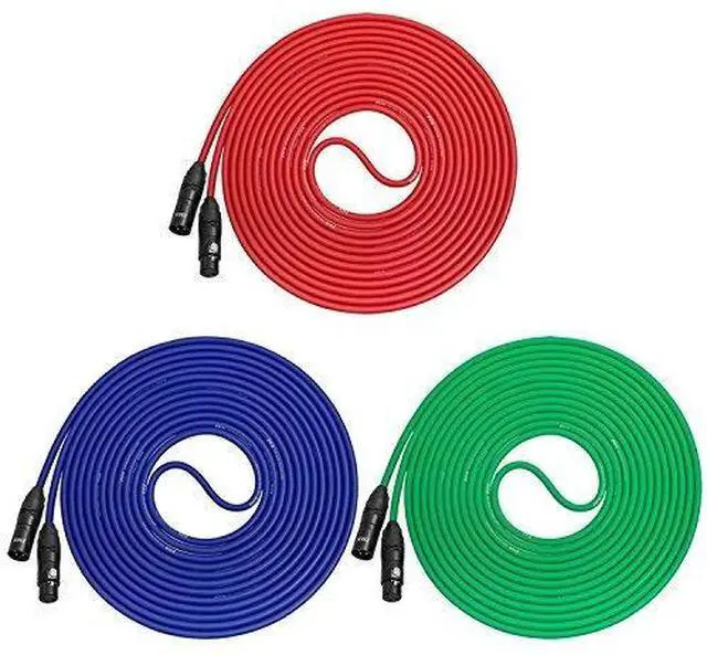 Main image of LyxPro Cable Pack Premium Series 3-Pack Multi Color XLR Microphone Cables for Professional Microphones and Devices 10 Feet