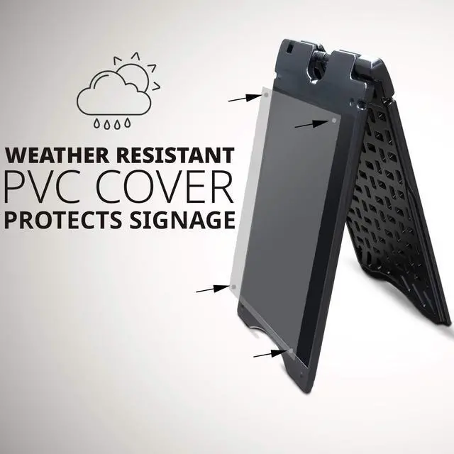 Alt view image 3 of 7 - Jumbl A-Frame Signboard 22 x 28 Display Surface  Large Outdoor Sandwich Board w/Weather Resistant PVC Sign Protector & Sand Fill Holes  Dual Signage Stand for Storefront Sidewalk Curb (Black)