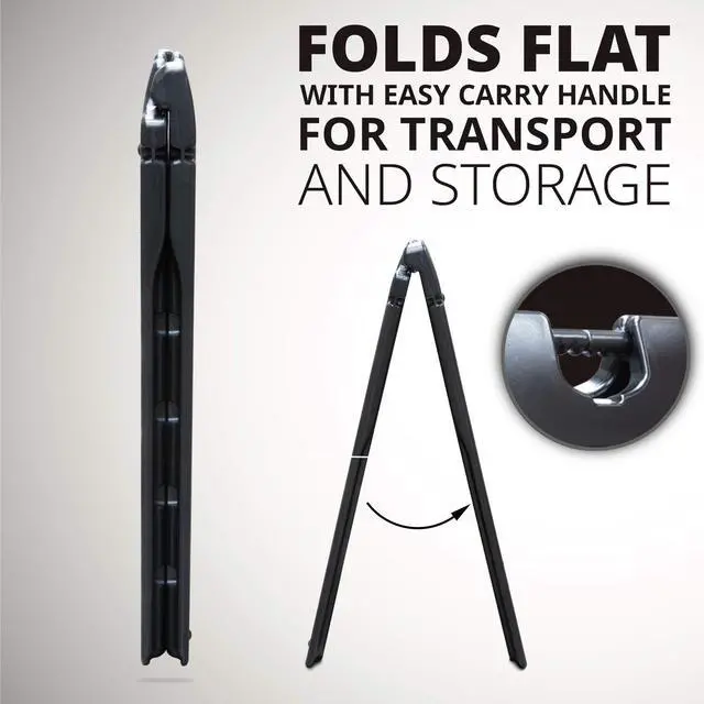 Alt view image 5 of 7 - Jumbl A-Frame Signboard 22 x 28 Display Surface  Large Outdoor Sandwich Board w/Weather Resistant PVC Sign Protector & Sand Fill Holes  Dual Signage Stand for Storefront Sidewalk Curb (Black)