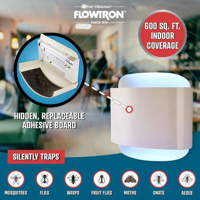 Alt view image 3 of 7 - Flowtron Fly Trap Indoor Wall Sconce | Electric Insect Killer for Flies & Gnats with Dual Lure Method 40W UV Light & Pheromone Attractant | Sticky Strips, 600 Sq Ft for House & Kitchen